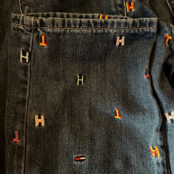 Tommy Hilfiger Embroidered Multi-color Sig. TH Boyfriend Copain Jeans Sz 0 - Picture 5 of 12